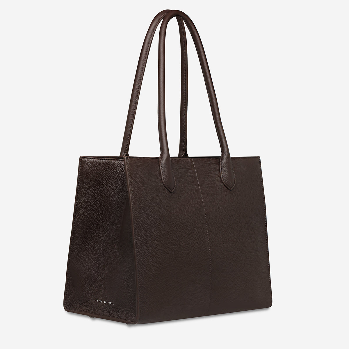 Status Anxiety Without Warning Leather Tote Bag Cocoa
