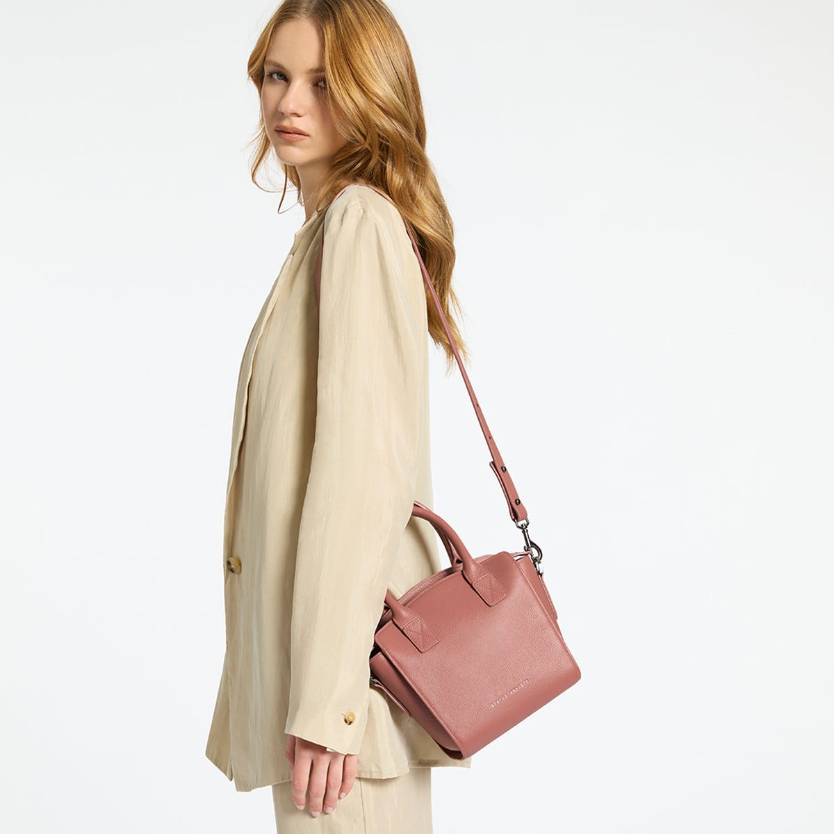 Status Anxiety Dusty Rose Medium Leather Strap for Bags 