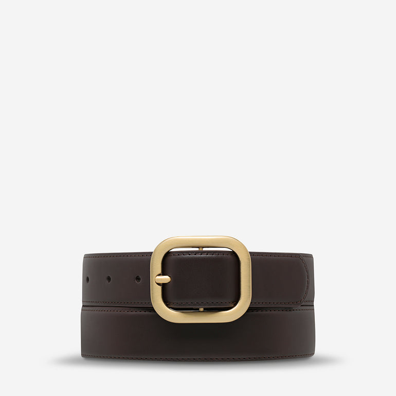 Status Anxiety Falling Quiet Women's Leather Belt Choc/Gold