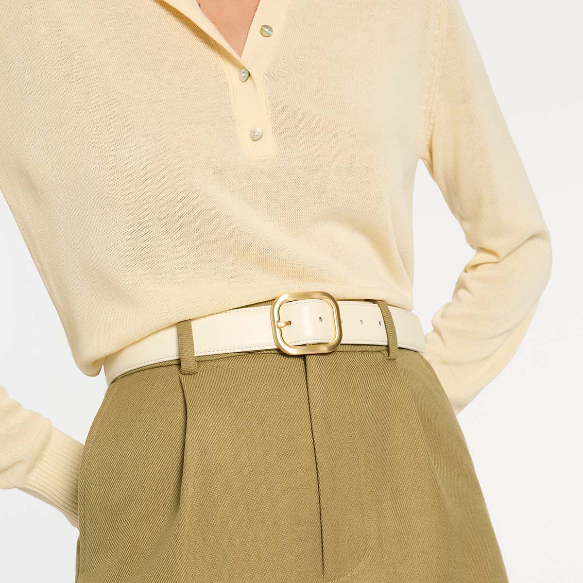 Status Anxiety Falling Quiet Women's Leather Belt Ivory/Gold