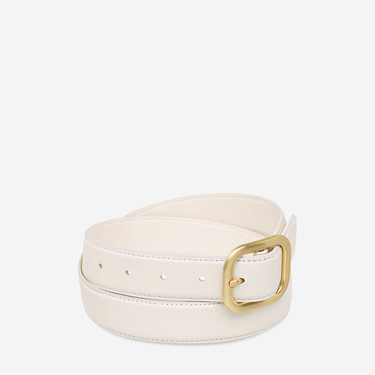 Status Anxiety Falling Quiet Women's Leather Belt Ivory/Gold