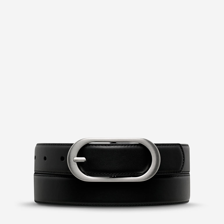 Status Anxiety Final Loop Women's Leather Belt Black/Silver