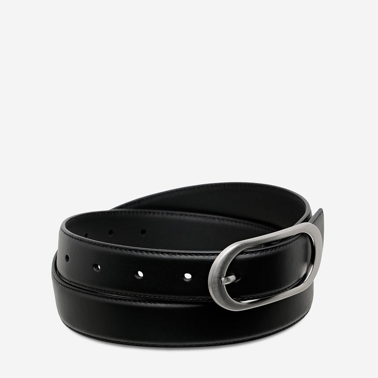 Status Anxiety Final Loop Women's Leather Belt Black/Silver