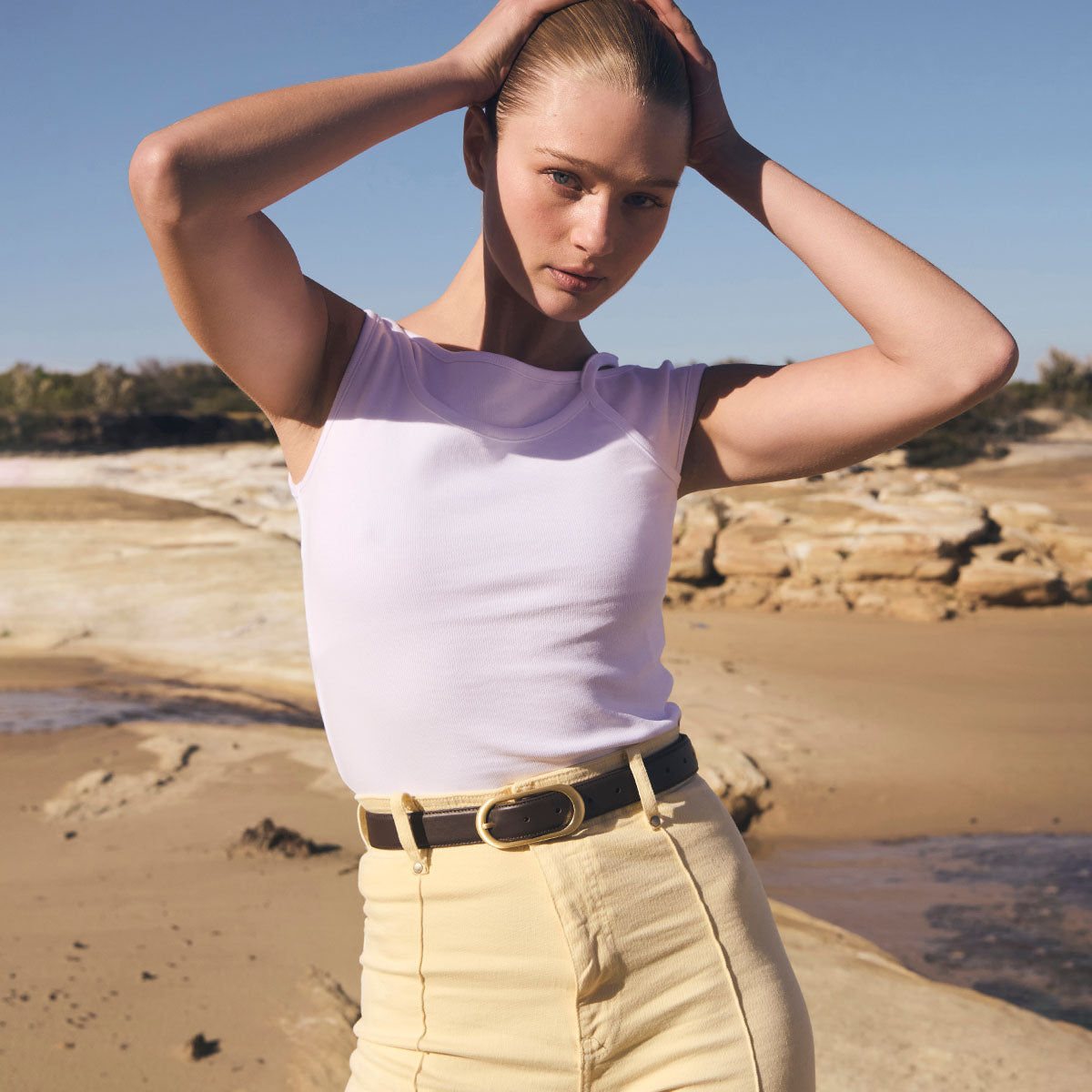 Status Anxiety Final Loop Women's Leather Belt Choc/Gold