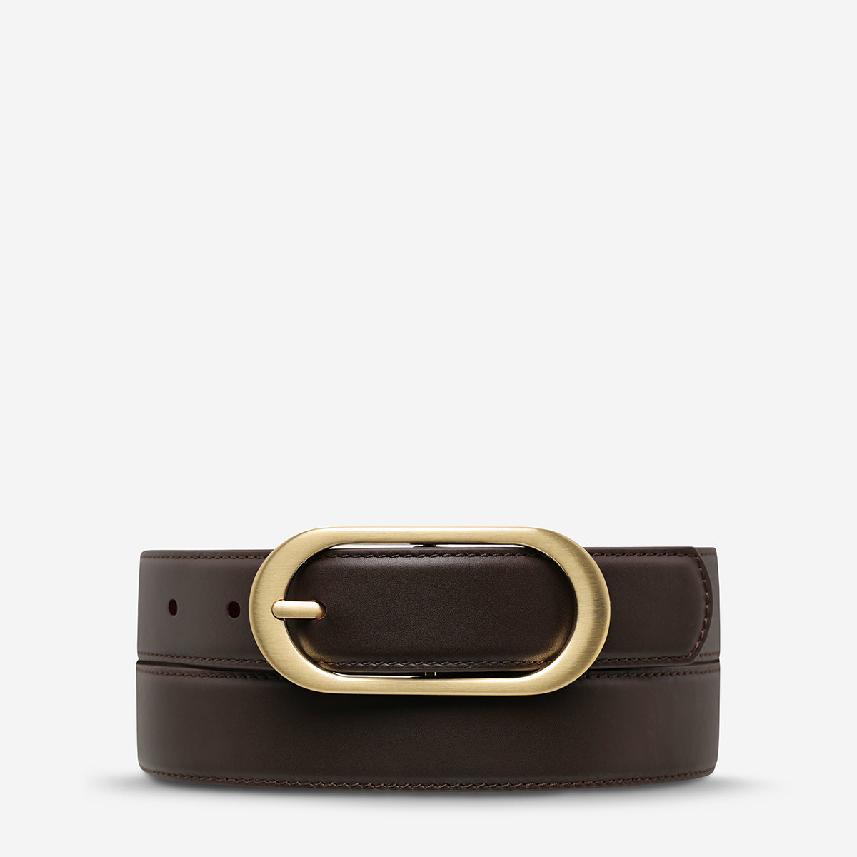 Status Anxiety Final Loop Women's Leather Belt Choc/Gold
