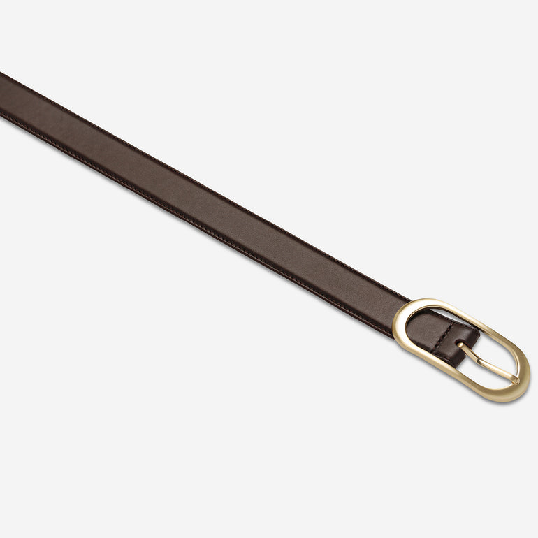 Status Anxiety Final Loop Women's Leather Belt Choc/Gold