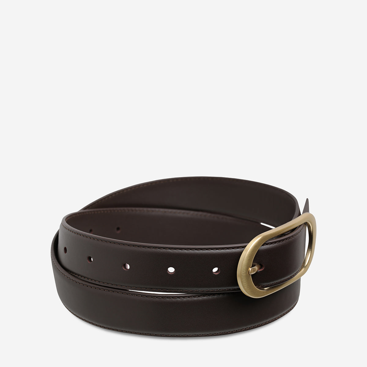 Status Anxiety Final Loop Women's Leather Belt Choc/Gold