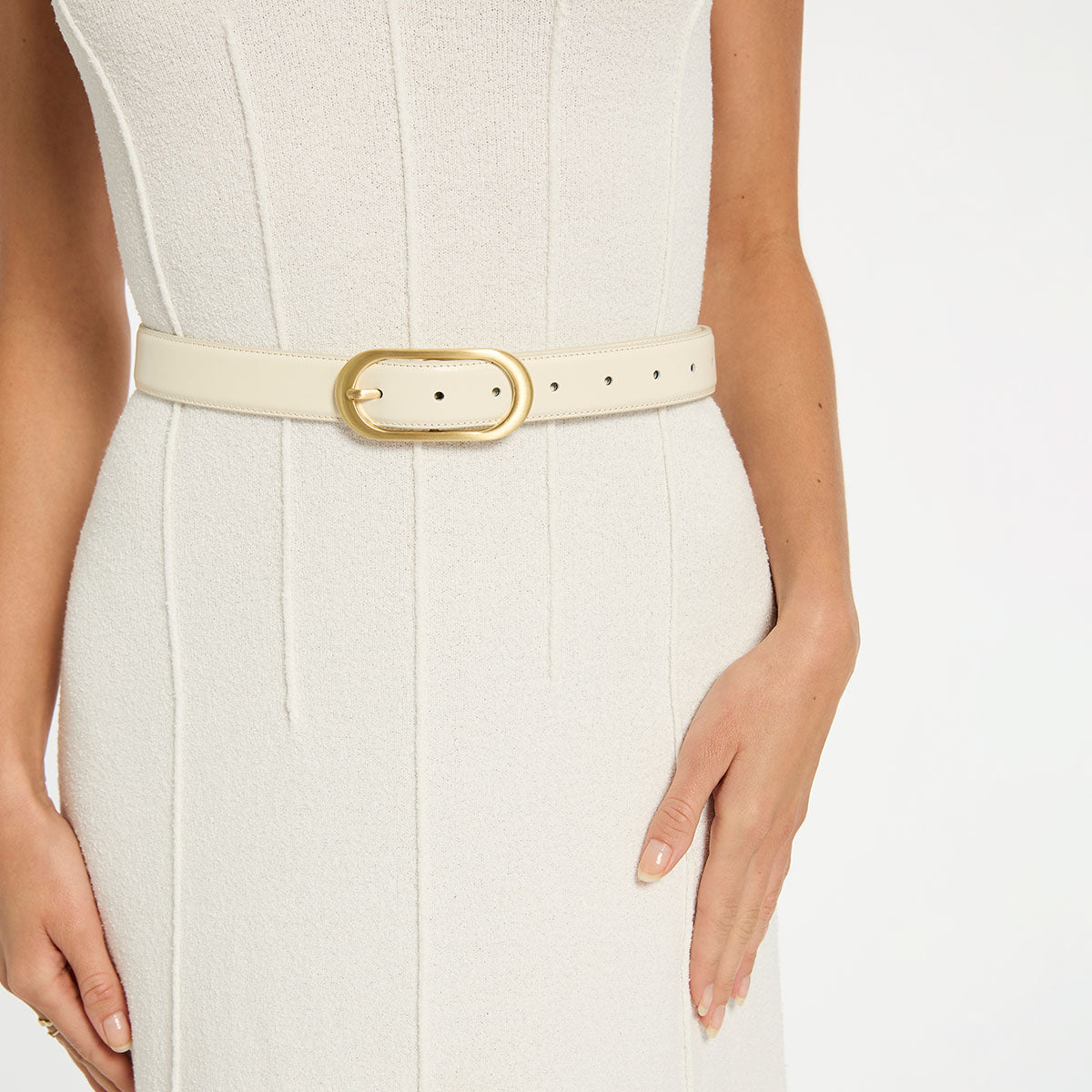 Status Anxiety Final Loop Women's Leather Belt Ivory/Gold