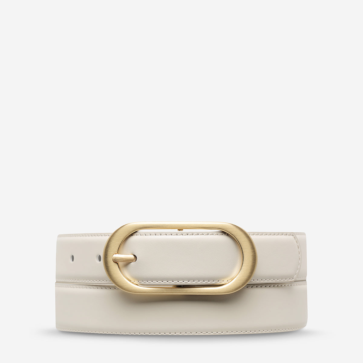 Status Anxiety Final Loop Women's Leather Belt Ivory/Gold