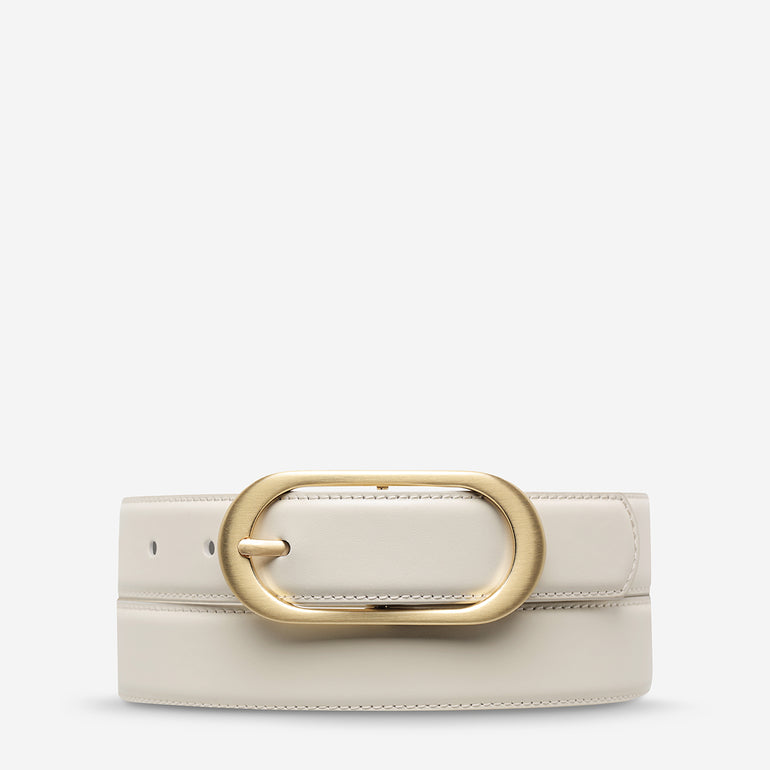 Status Anxiety Final Loop Women's Leather Belt Ivory/Gold