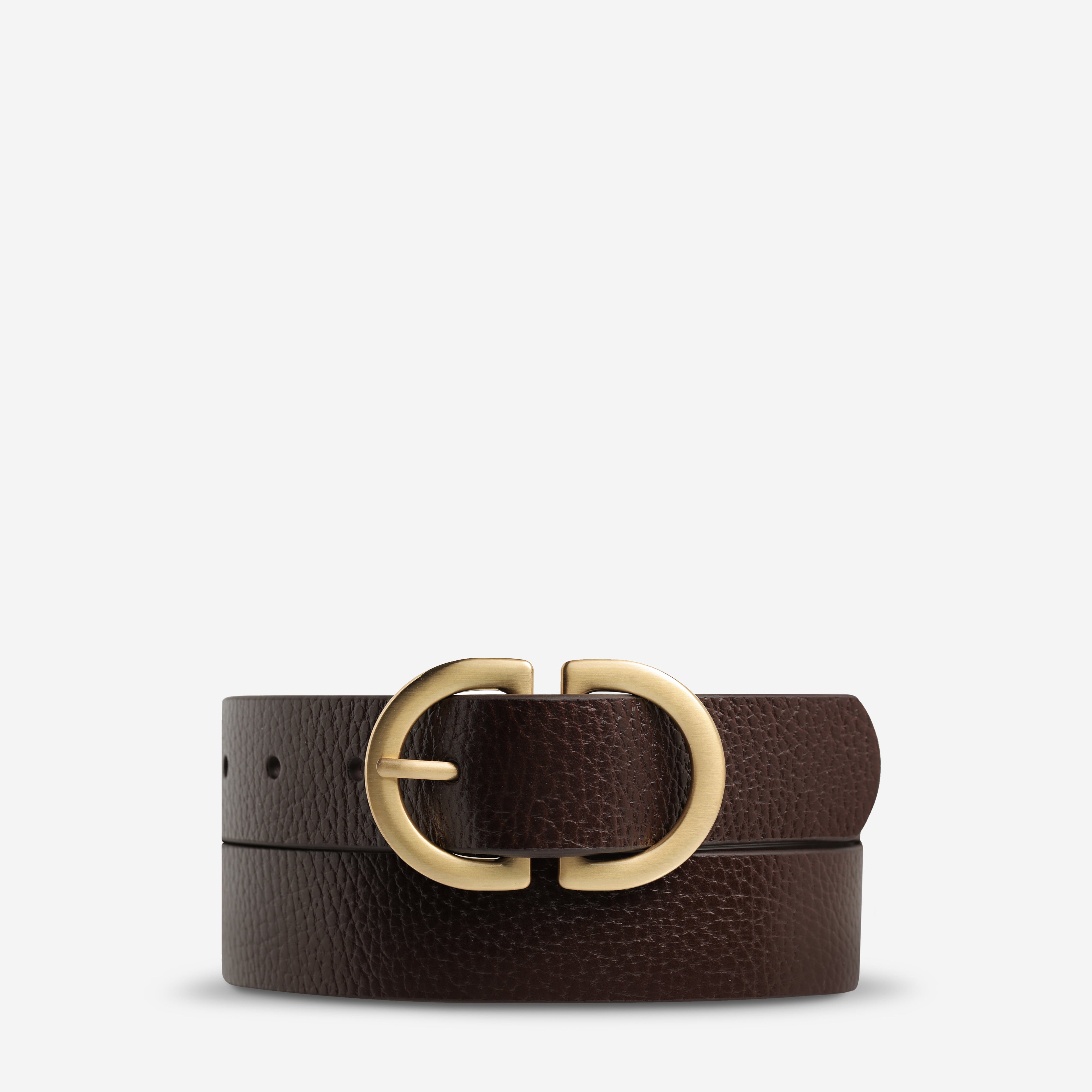 Status Anxiety In Reverse Women's Leather Belt Choc / Gold