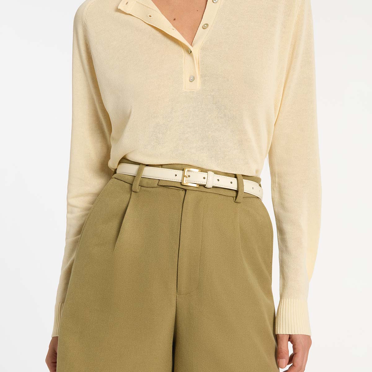 Status Anxiety In Your Eyes Women's Leather Belt Ivory/Gold