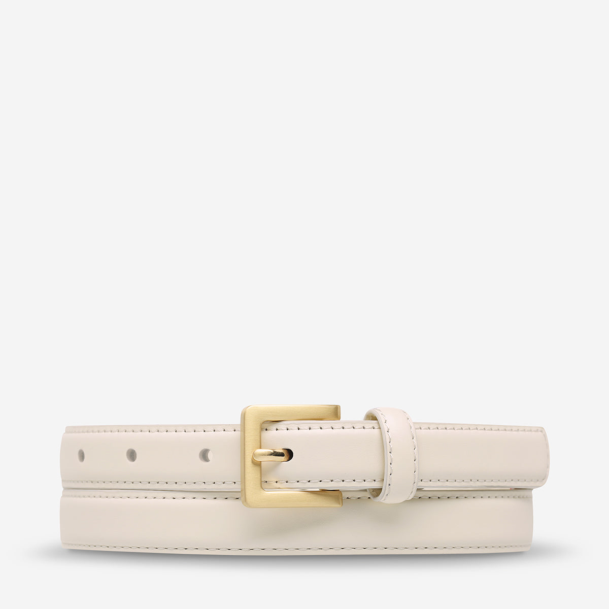 Status Anxiety In Your Eyes Women's Leather Belt Ivory/Gold