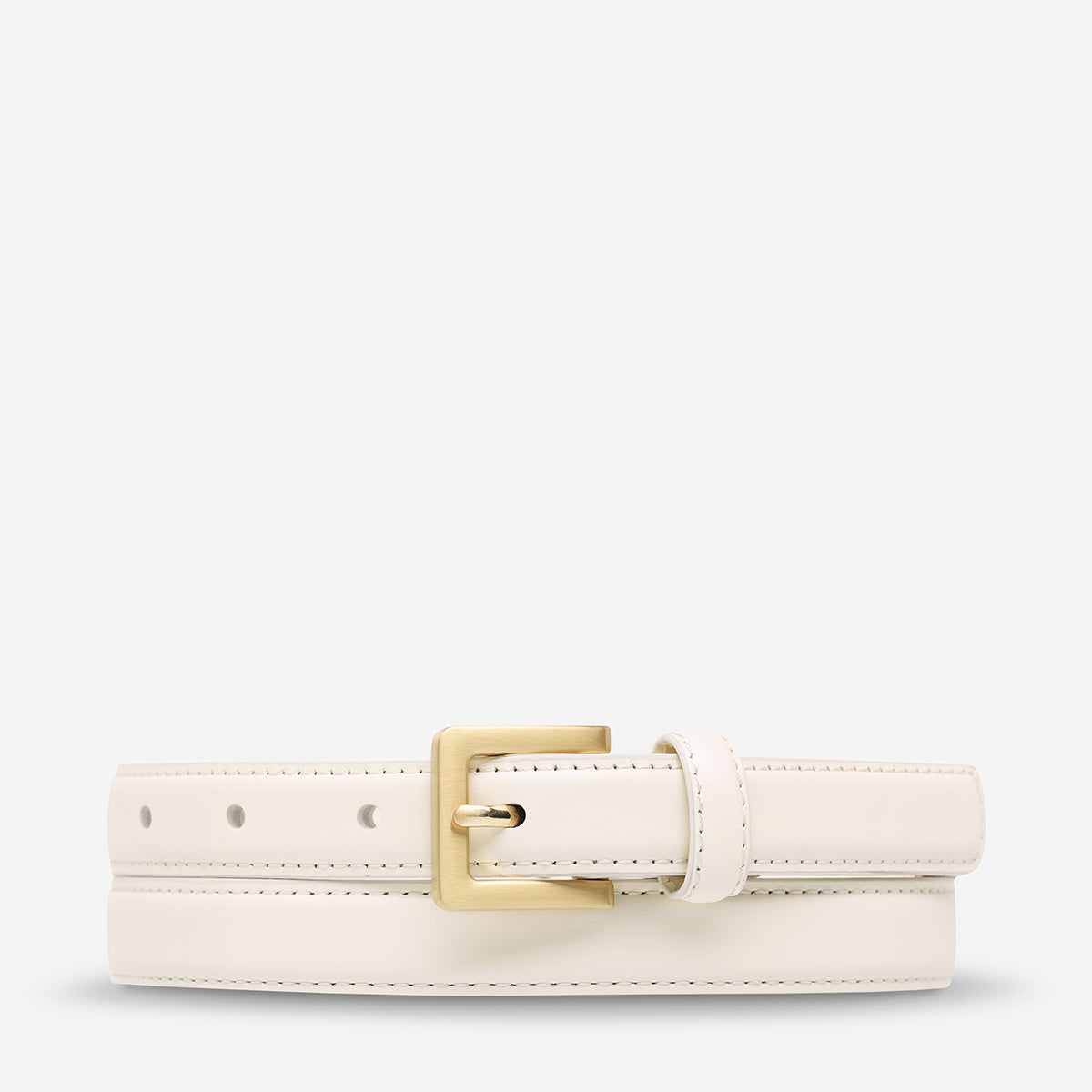 Status Anxiety In Your Eyes Women's Leather Belt Ivory/Gold