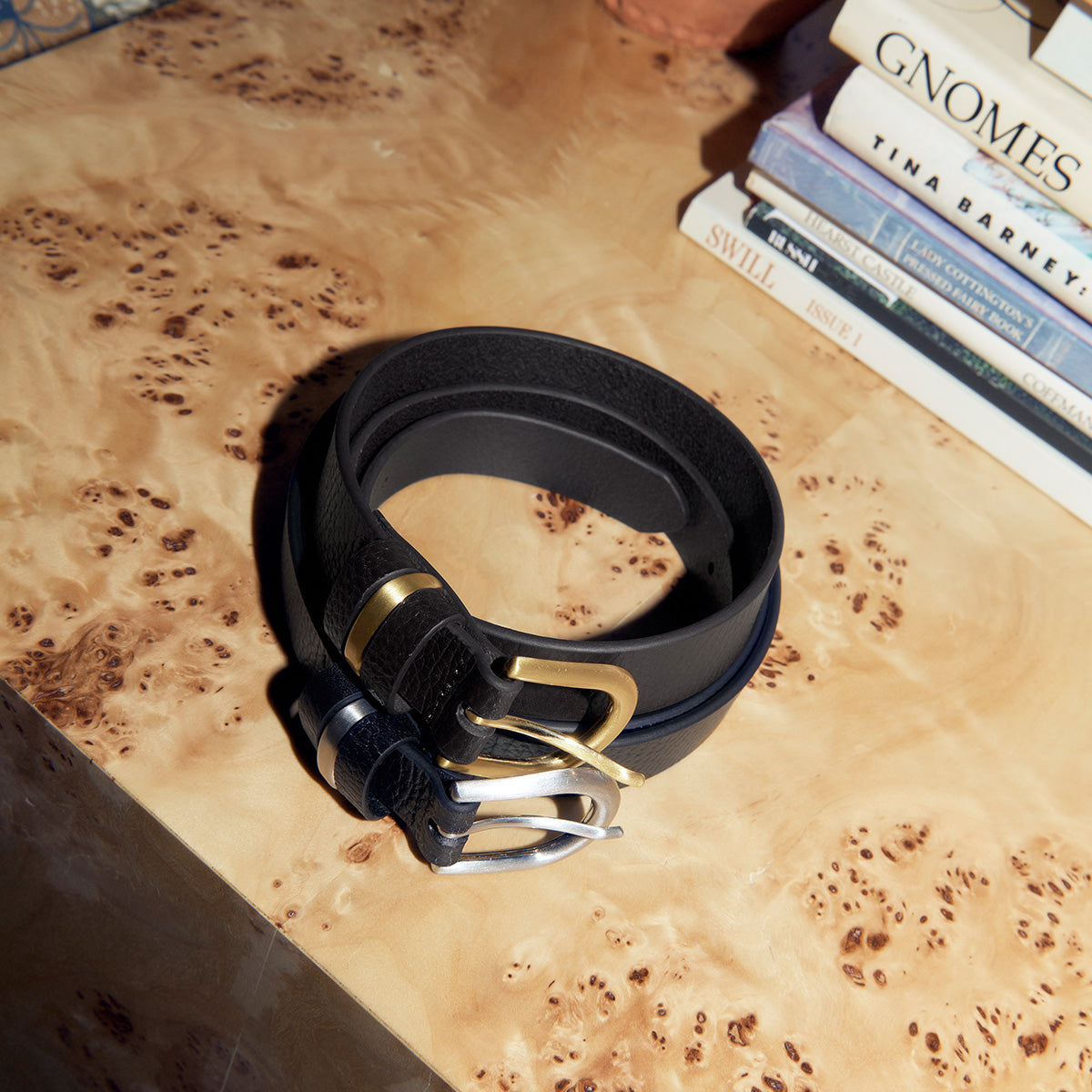 Status Anxiety Over and Over Women's Leather Belt Black / Silver