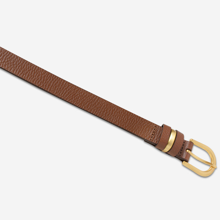 Status Anxiety Over and Over Women's Leather Belt Tan / Gold