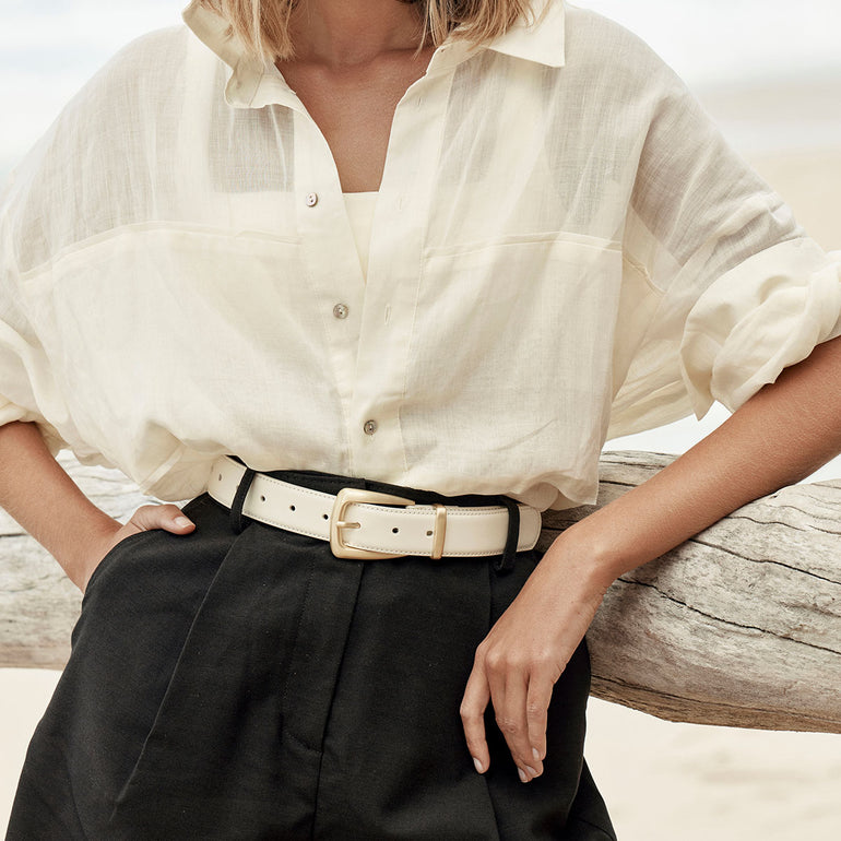 Status Anxiety Some time later Women's Leather Belt Ivory/Gold