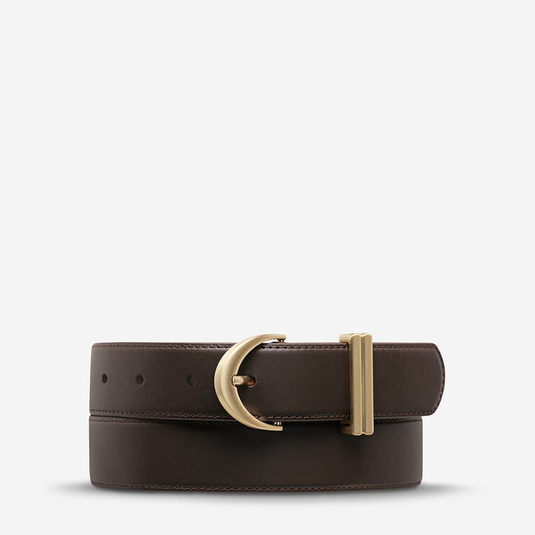 Status Anxiety Under Your Spell Women's Leather Belt Choc/Gold