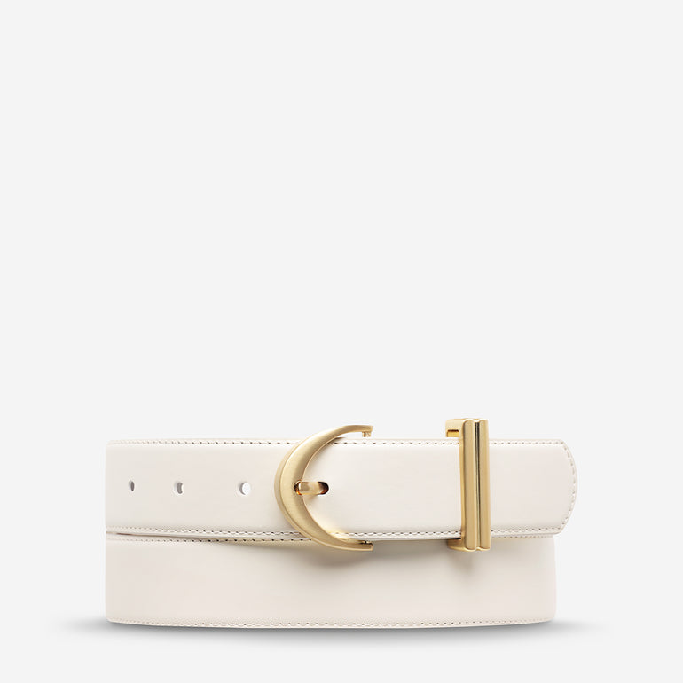 Status Anxiety Under Your Spell Women's Leather Belt Ivory/Gold