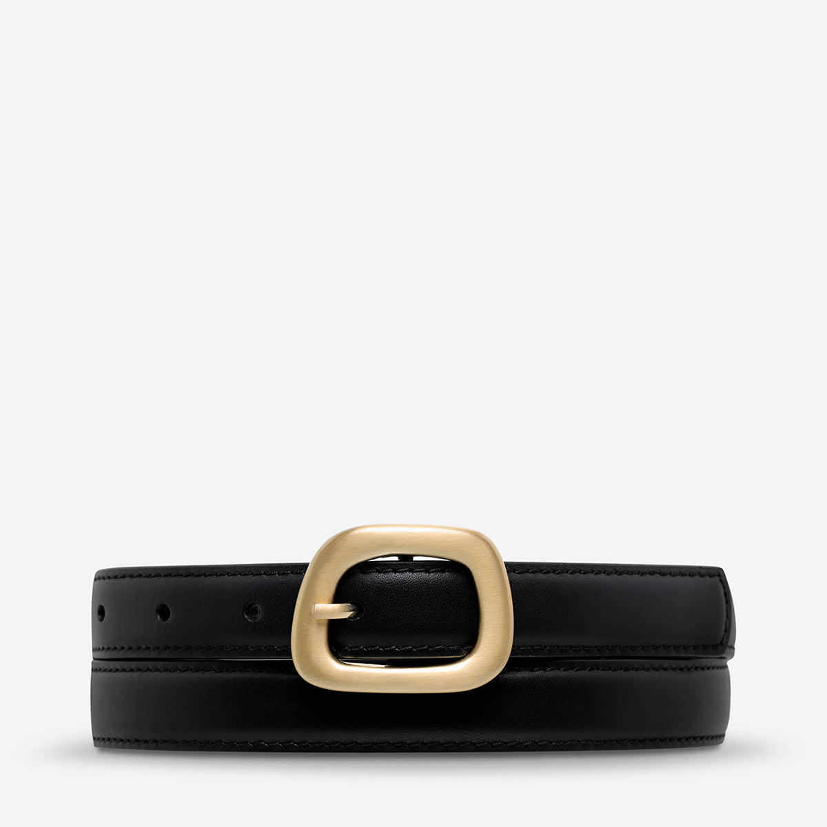 Status Anxiety Where it Leads Women's Leather Belt Black/Gold