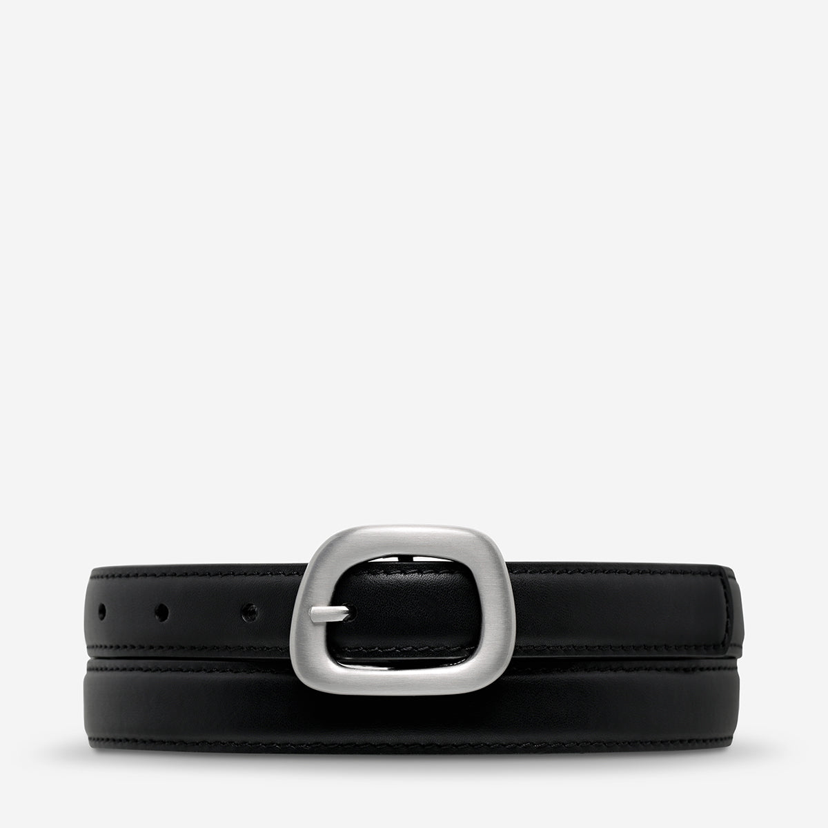 Status Anxiety Where it Leads Women's Leather Belt Black/Silver