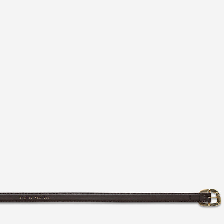 Status Anxiety Where it Leads Women's Leather Belt Choc/Gold