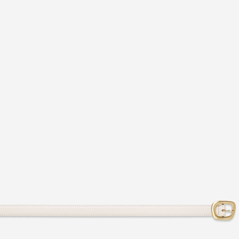 Status Anxiety Where it Leads Women's Leather Belt Ivory/Gold