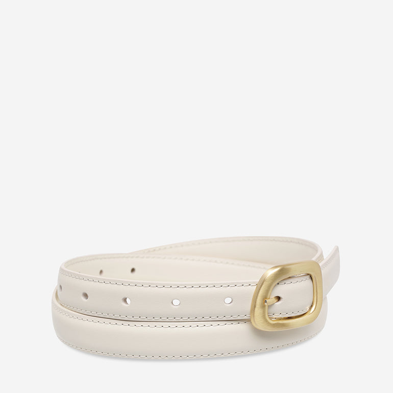 Status Anxiety Where it Leads Women's Leather Belt Ivory/Gold