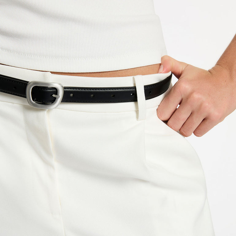 Status Anxiety Where it Leads Women's Leather Belt Black/Silver