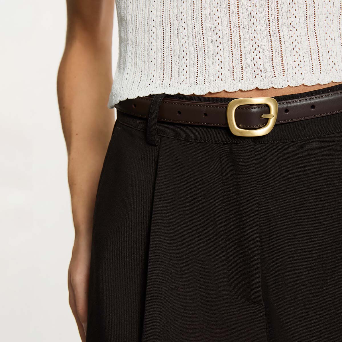 Status Anxiety Where it Leads Women's Leather Belt Choc/Gold