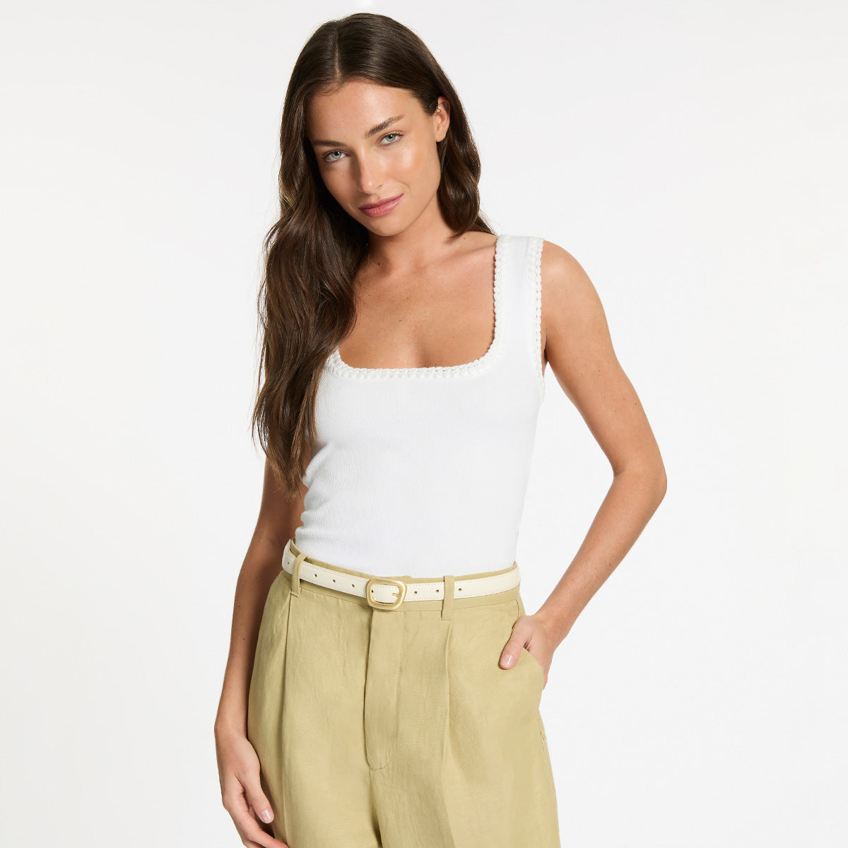 Status Anxiety Where it Leads Women's Leather Belt Ivory/Gold