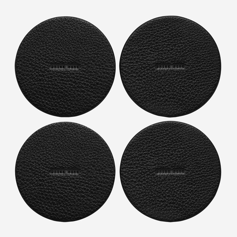 Status Anxiety Home To You Leather Coaster Set Black