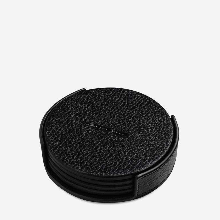 Status Anxiety Home To You Leather Coaster Set Black