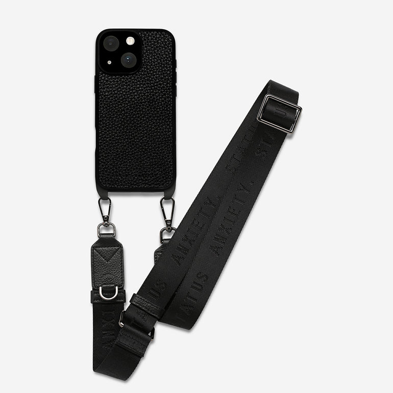 Status Anxiety Enough To Leave Leather iPhone Case Black