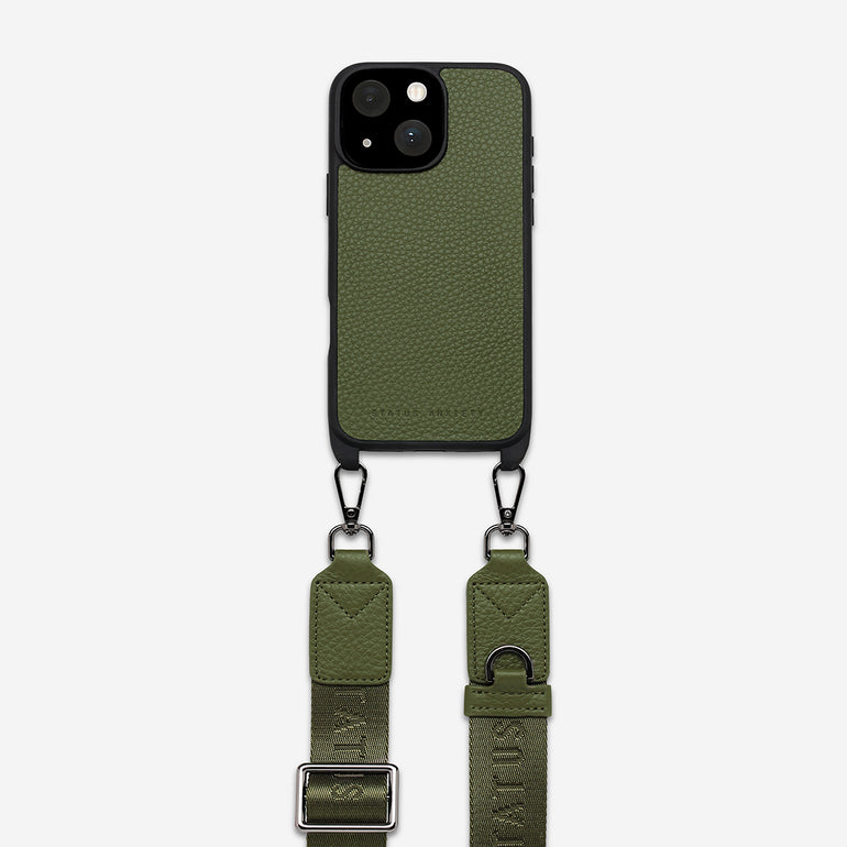 Status Anxiety Enough To Leave Leather iPhone Case Khaki