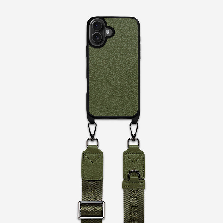 Status Anxiety Enough To Leave Leather iPhone Case Khaki