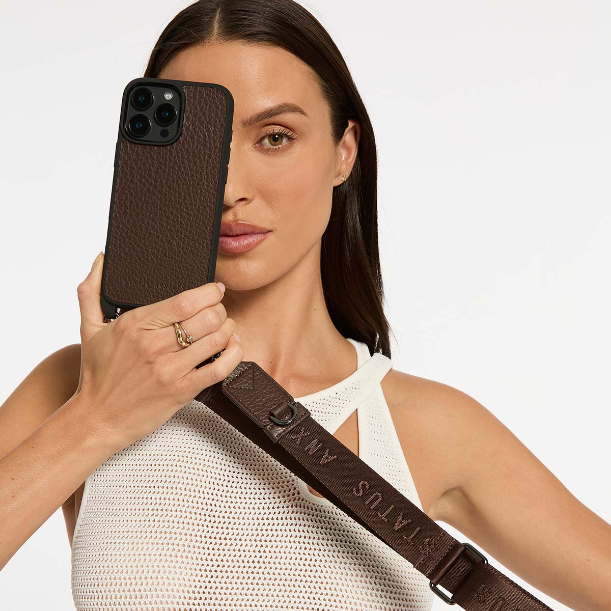 Status Anxiety Enough To Leave Leather iPhone Case Cocoa