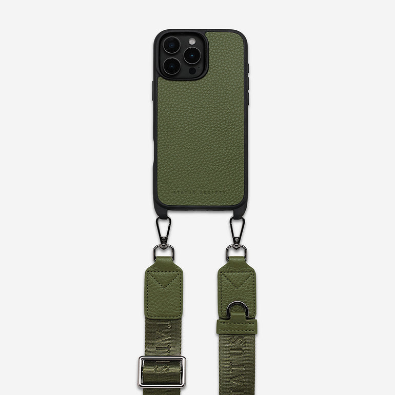 Status Anxiety Enough To Leave Leather iPhone Case Khaki