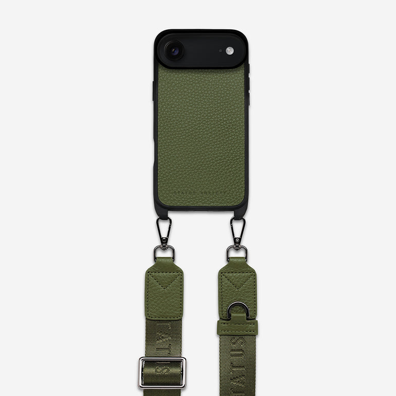 Status Anxiety Enough To Leave Leather iPhone Case Khaki