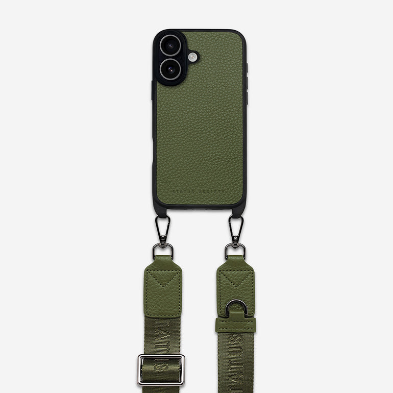 Status Anxiety Enough To Leave Leather iPhone Case Khaki