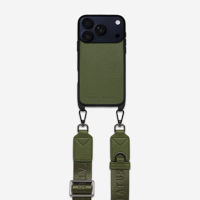 Status Anxiety Enough To Leave Leather iPhone Case Khaki
