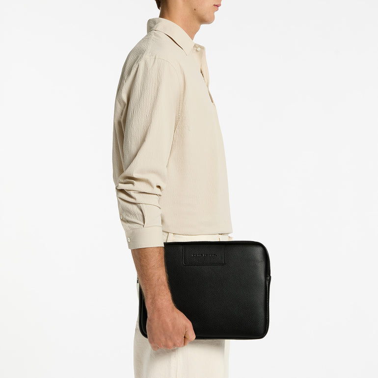Status Anxiety Before I Leave Black Leather Laptop Case For Men