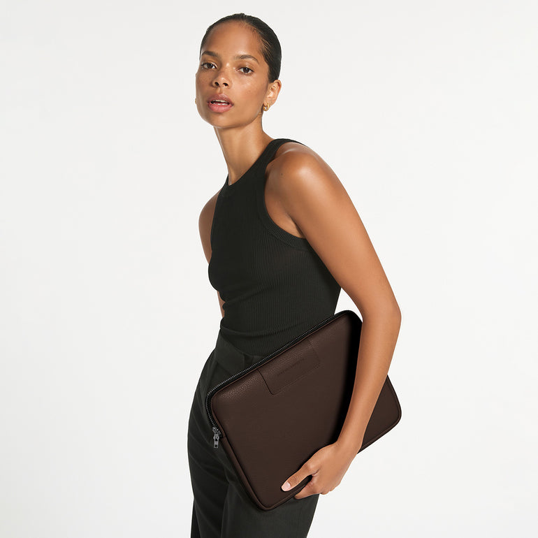 Status Anxiety Before I Leave Leather Laptop Case Cocoa