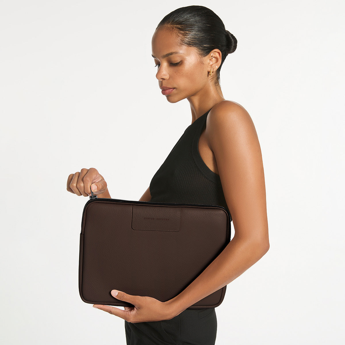 Status Anxiety Before I Leave Leather Laptop Case Cocoa