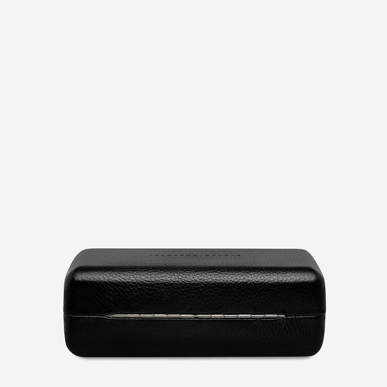 Status Anxiety Run To The Sun Leather Sunglasses Case Black