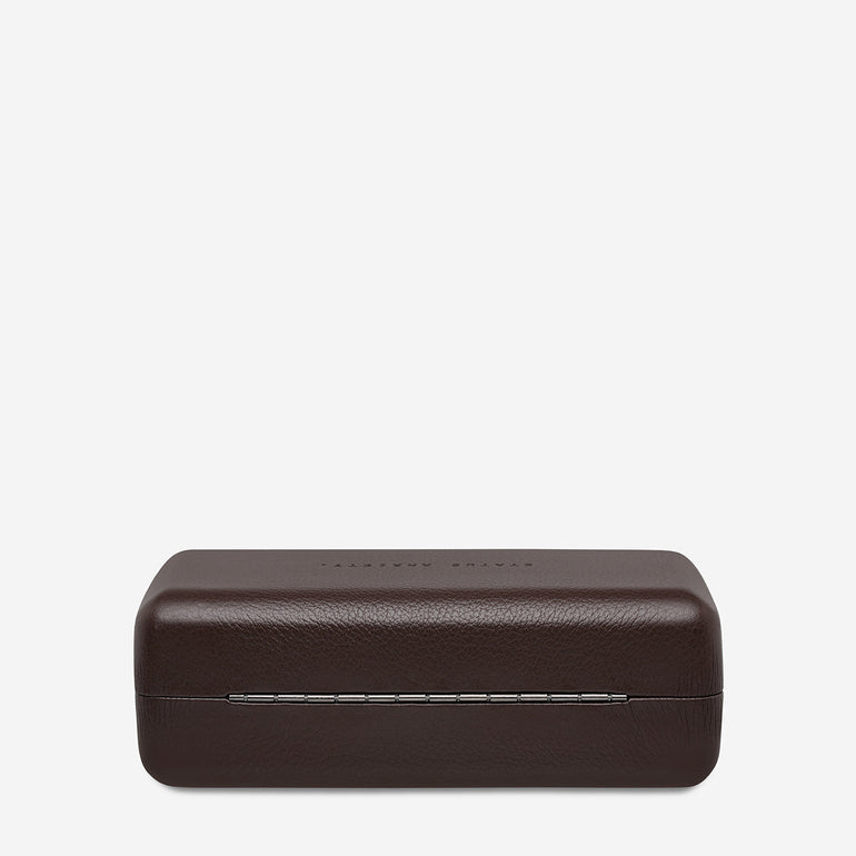 Status Anxiety Run To The Sun Leather Sunglasses Case Cocoa