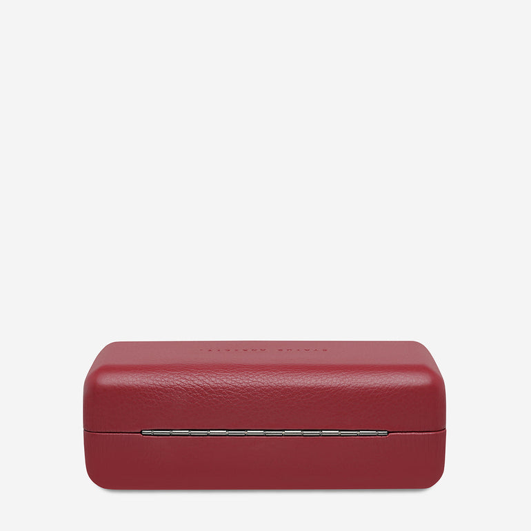 Status Anxiety Run To The Sun Leather Sunglasses Case Rouge