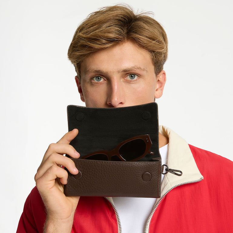 Status Anxiety ‘Into The Ether’ Leather Sunglasses Case Cocoa