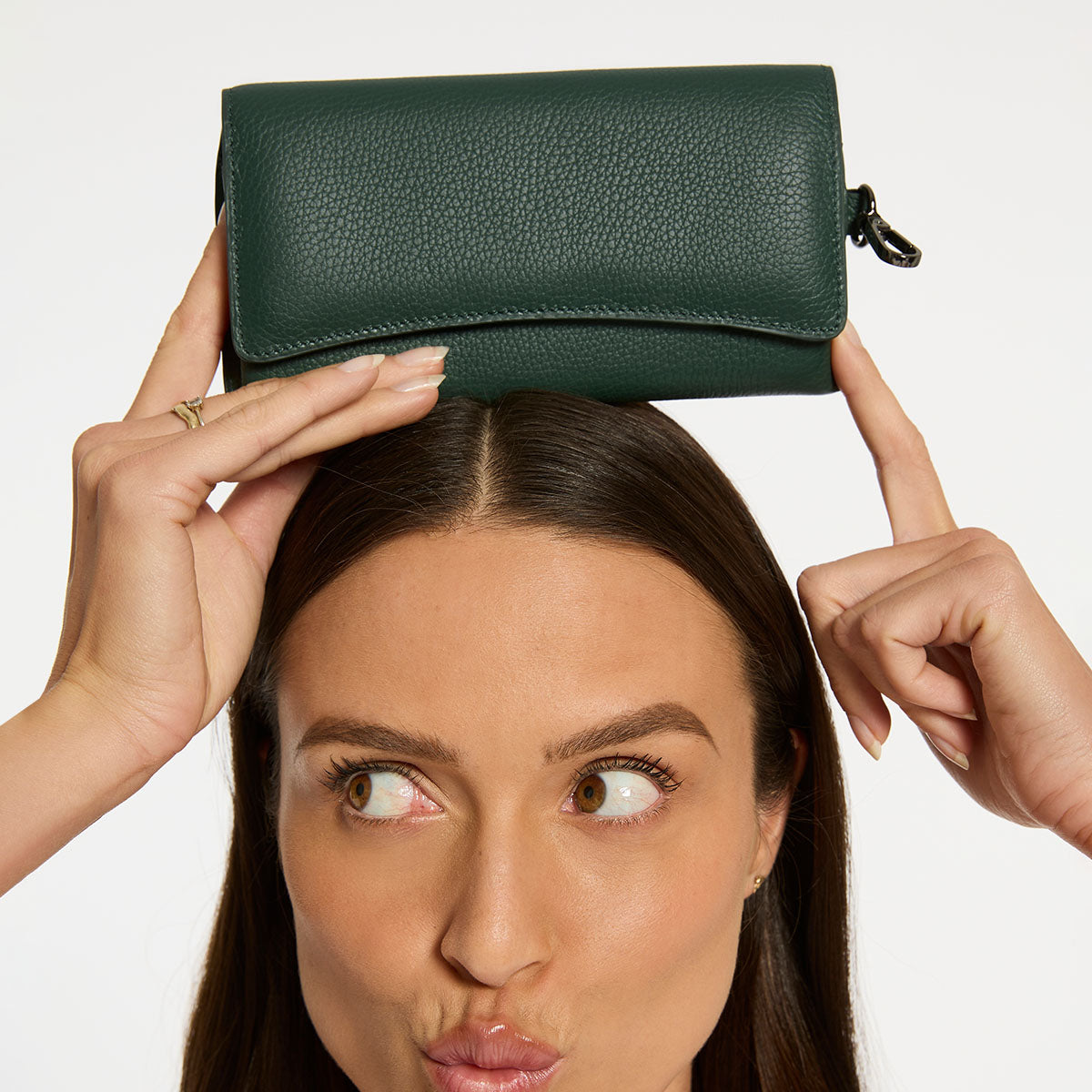Status Anxiety ‘Into The Ether’ Leather Sunglasses Case Teal