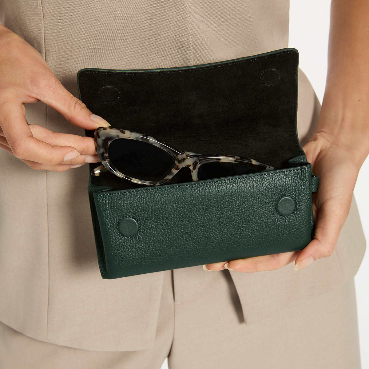 Status Anxiety ‘Into The Ether’ Leather Sunglasses Case Teal